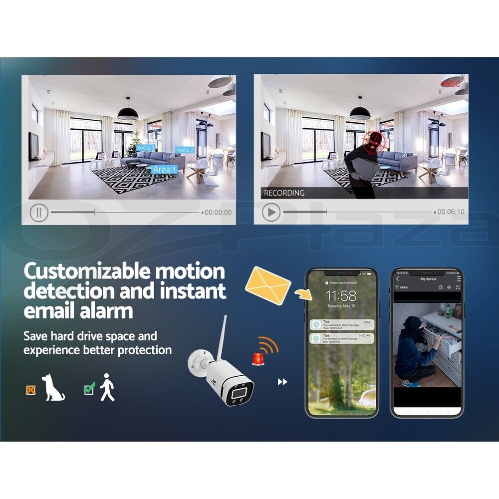 UL-tech Wireless CCTV Security System 8CH NVR 3MP 8 Square Cameras