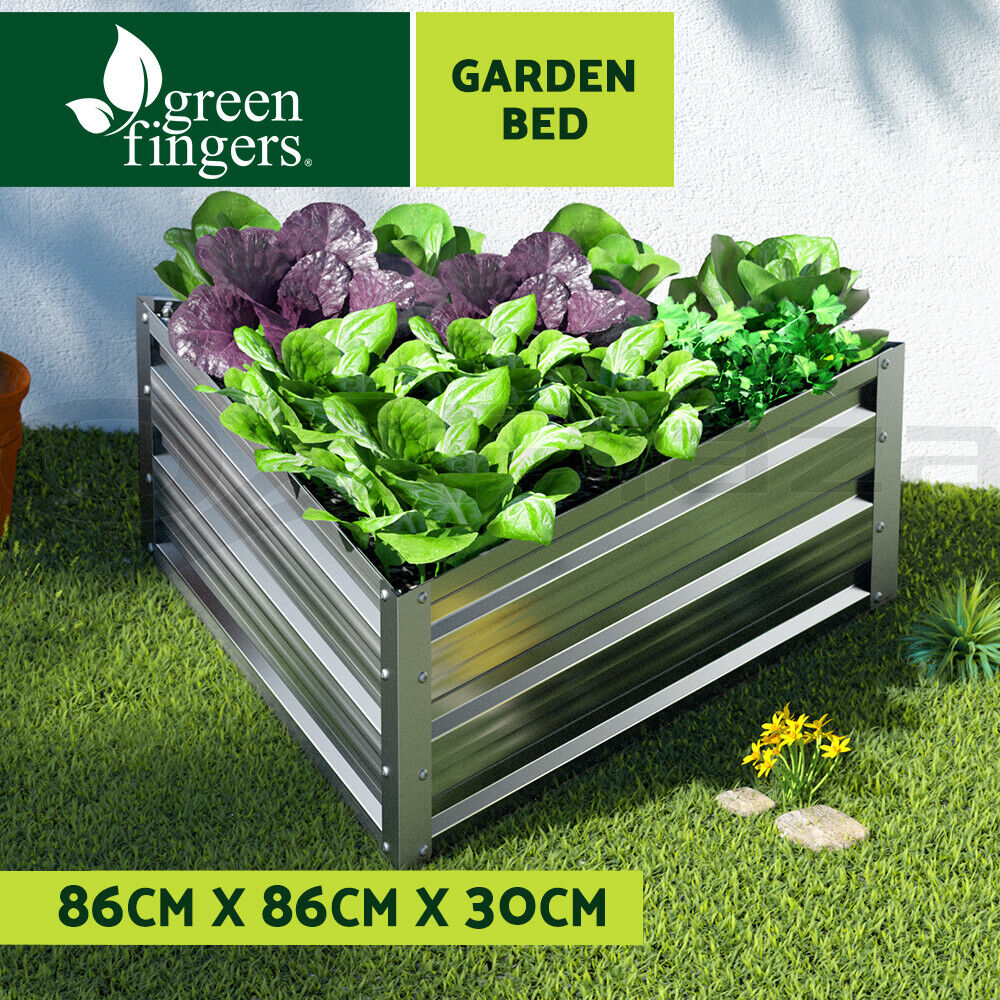 Green Fingers Garden Bed 86x86x30cm Planter Box Raised Container Galvanised Herb