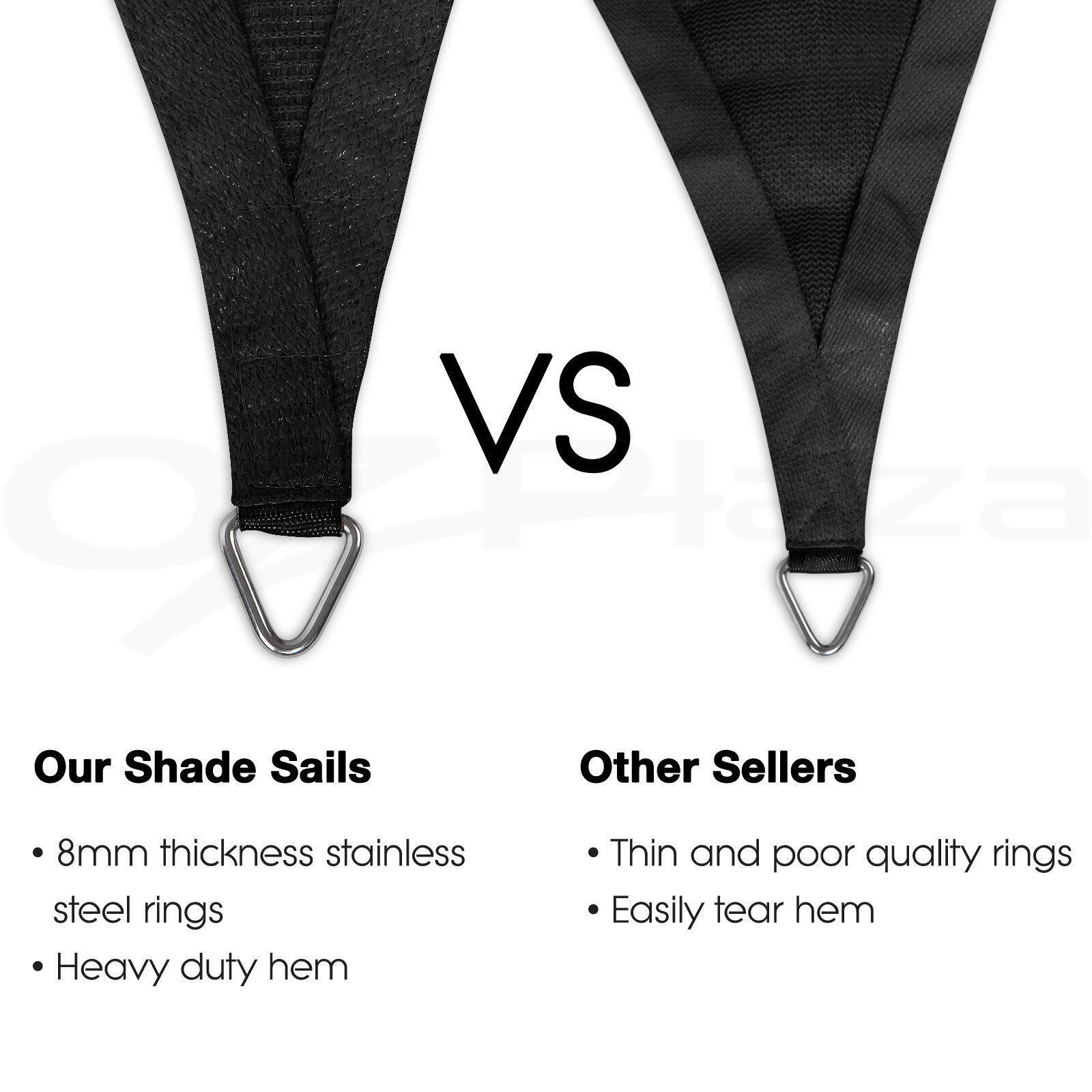 Instahut Shade Sail 5x5x5m Triangle 280GSM 98% Black Shade Cloth