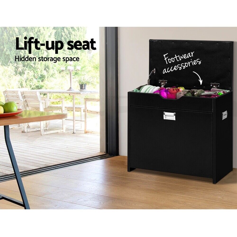Artiss Shoe Cabinet Bench Shoes Storage Rack Organiser Shelf Black 15 Pairs