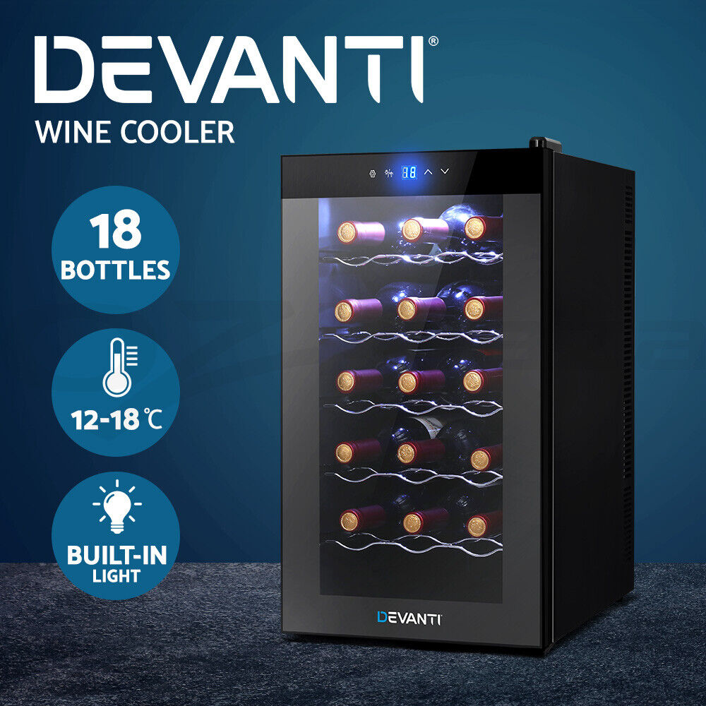 Devanti Wine Fridge Cooler 18 Bottles