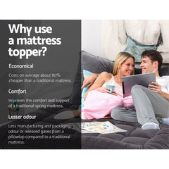 Giselle Bedding Mattress Topper Pillowtop Bamboo Charcoal King Single