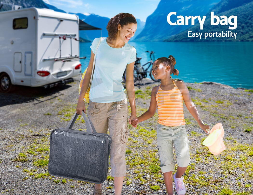 Caravan Privacy Screen Roll Out Awning 4.9x1.95M End Wall Side Sun Shade Grey