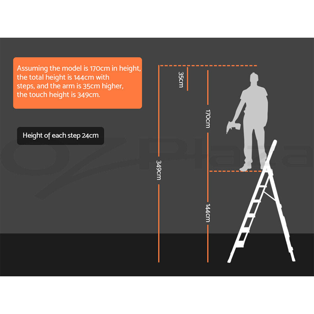 Giantz 6 Step Ladder Multi-Purpose Folding Aluminium Light Weight Platform