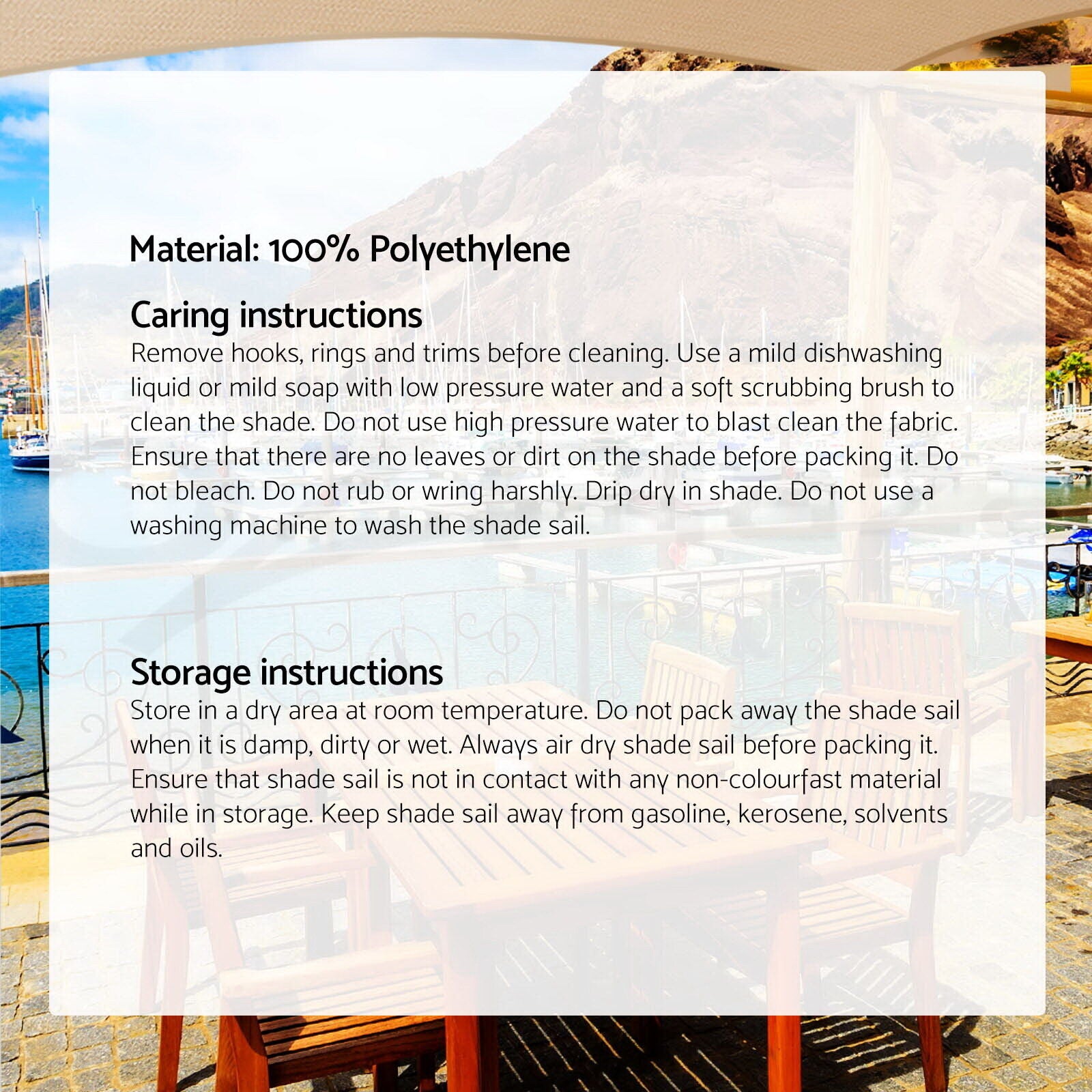 Instahut Shade Sail 6x8m Rectangle 185GSM 95% Sand Shade Cloth