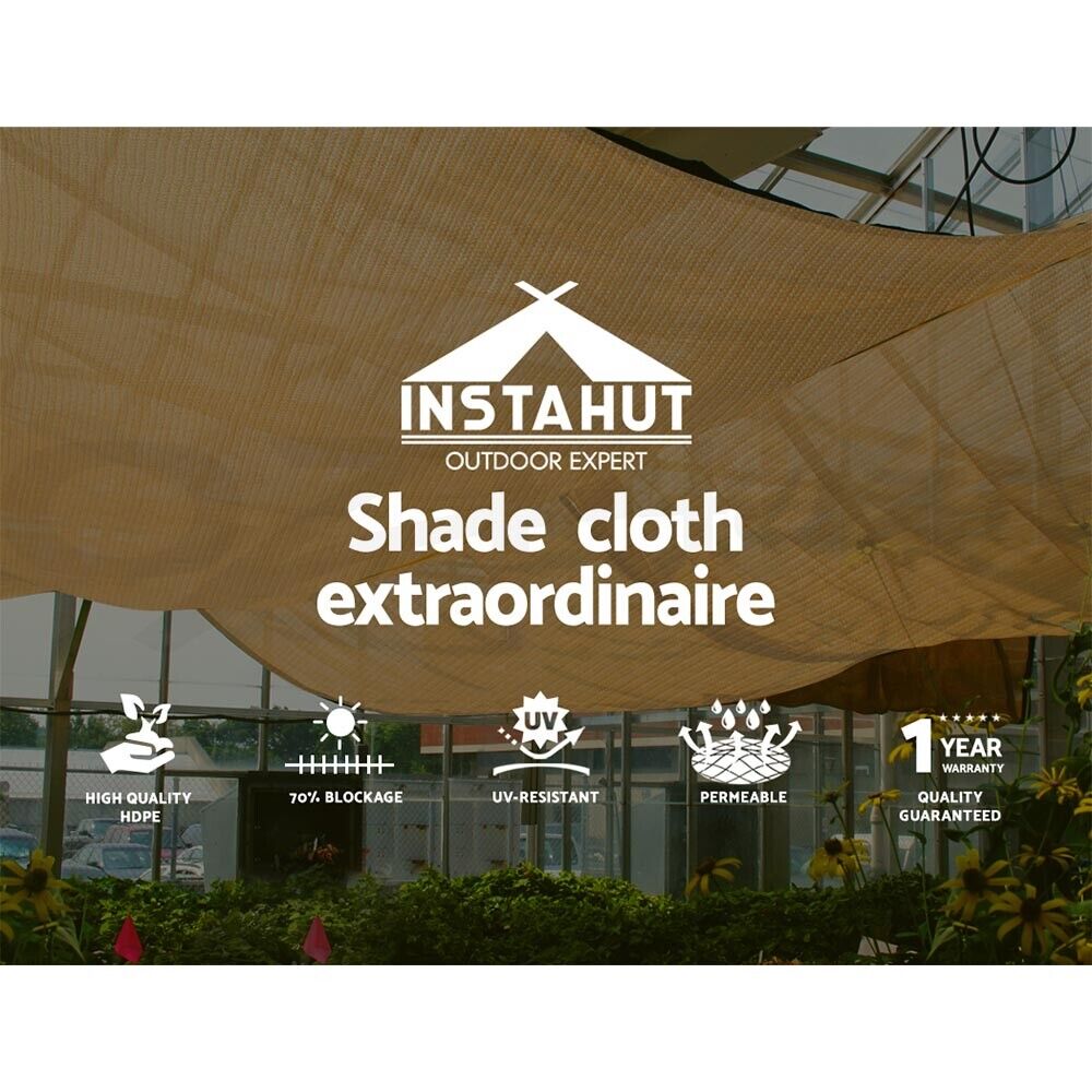 Instahut 70% Shade Cloth 1.83x20m Shadecloth Sail Heavy Duty Beige