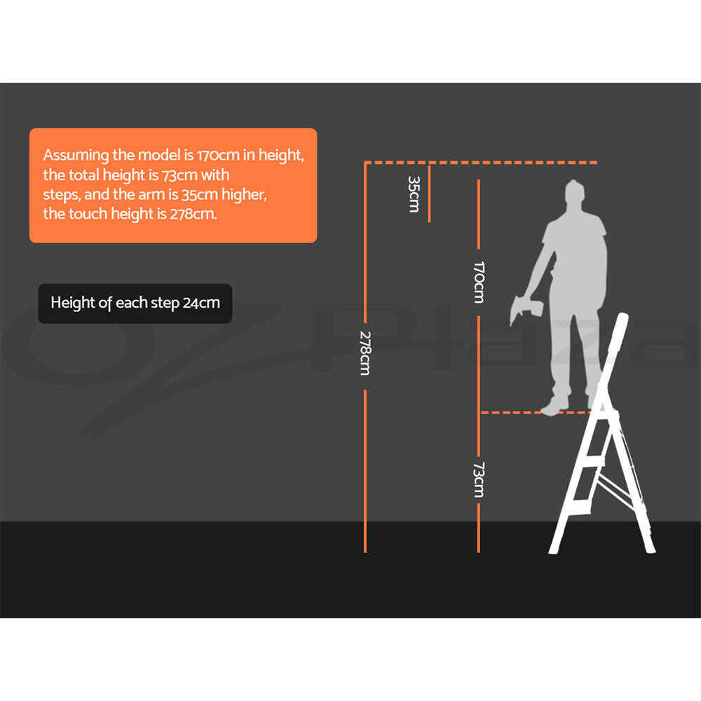 Giantz 3 Step Ladder Multi-Purpose Folding Aluminium Light Weight Platform