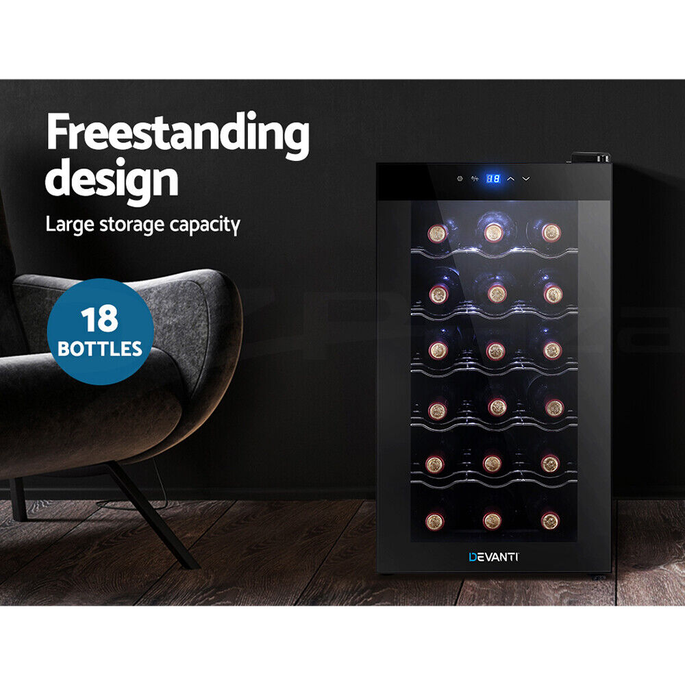 Devanti Wine Fridge Cooler 18 Bottles