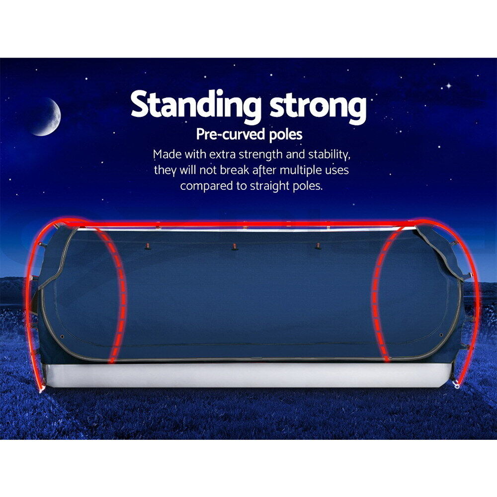 Weisshorn King Single Swag Camping Swags Canvas Free Standing Dome Tent Blue