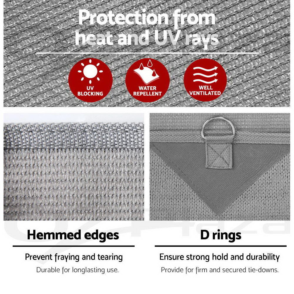 Caravan Privacy Screen Roll Out Awning 1.95 x 2.2M Sun Shade End Wall Side Grey