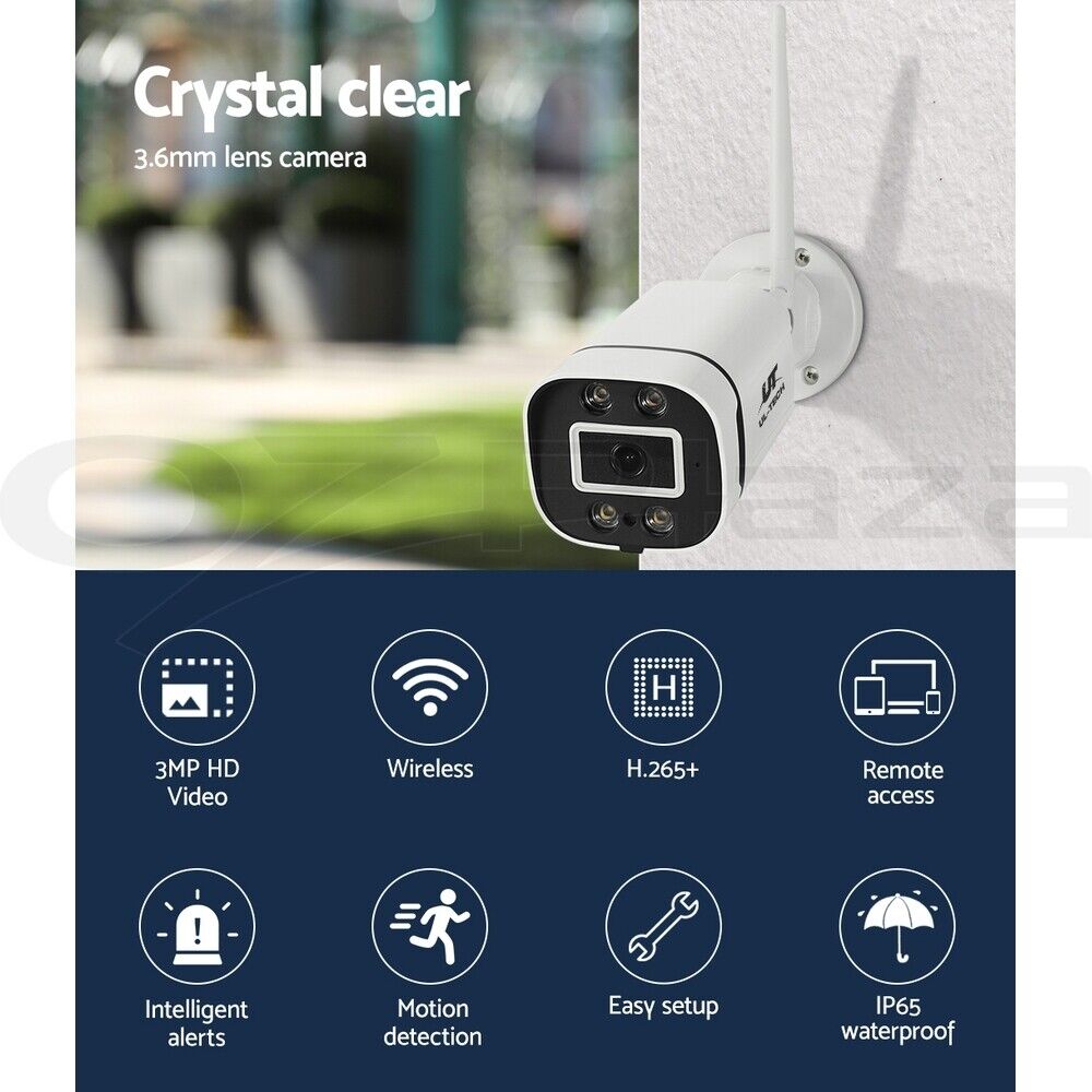 UL-tech Wireless CCTV Security System 8CH NVR 3MP 8 Square Cameras