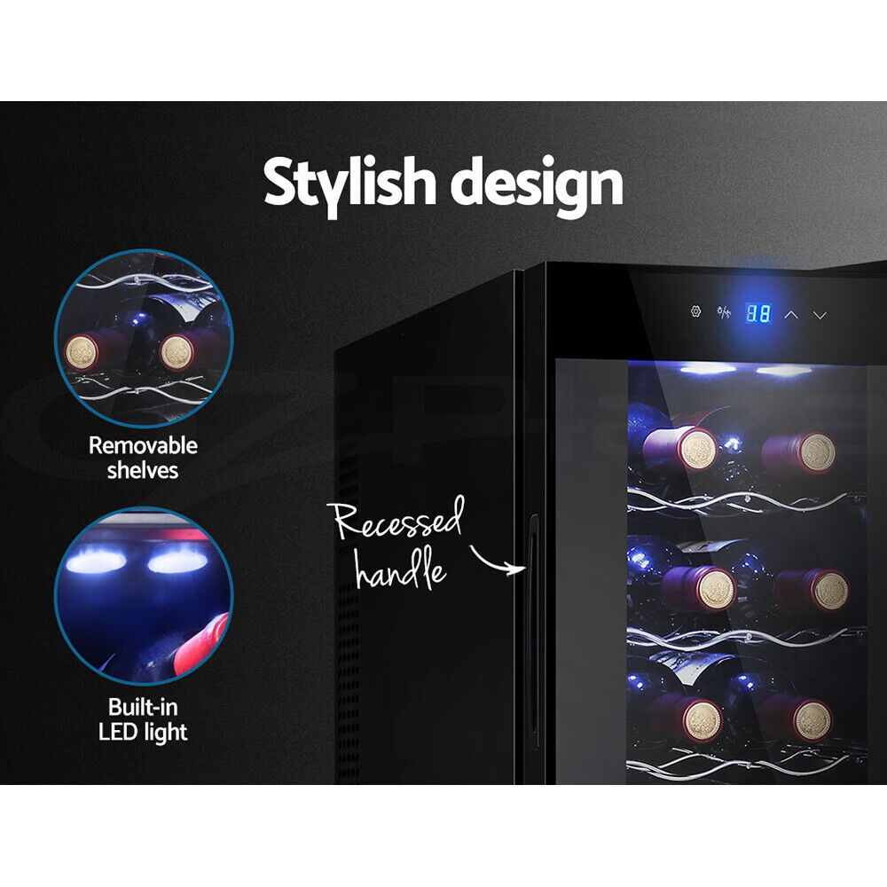 Devanti Wine Fridge Cooler 12 Bottles