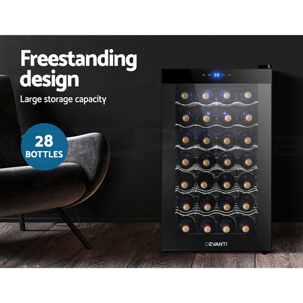 Devanti Wine Fridge Cooler 28 Bottles