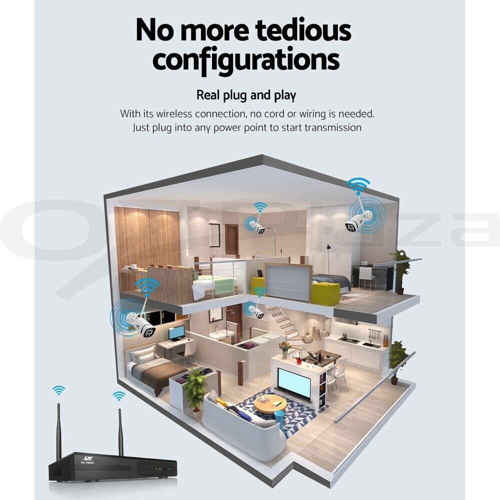UL-tech Wireless CCTV Security System 8CH NVR 3MP 8 Square Cameras