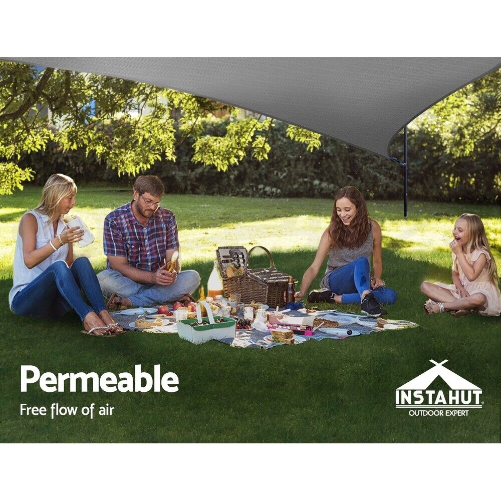 Instahut Shade Sail 6x6x6m Triangle 280GSM 98% Grey Shade Cloth