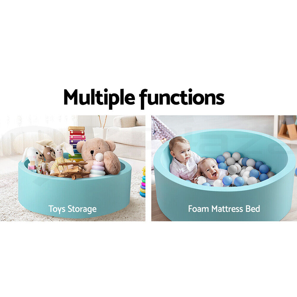 Keezi Kids Ball Pit 90x30cm Ocean Foam Play Pool Barrier Toys Children Blue