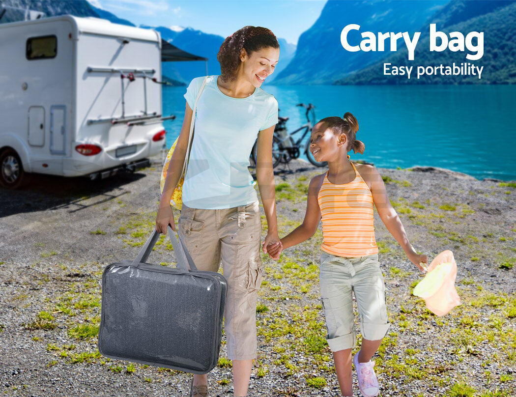 Caravan Privacy Screen Roll Out Awning 4Mx1.95M End Wall Side Sun Shade Grey