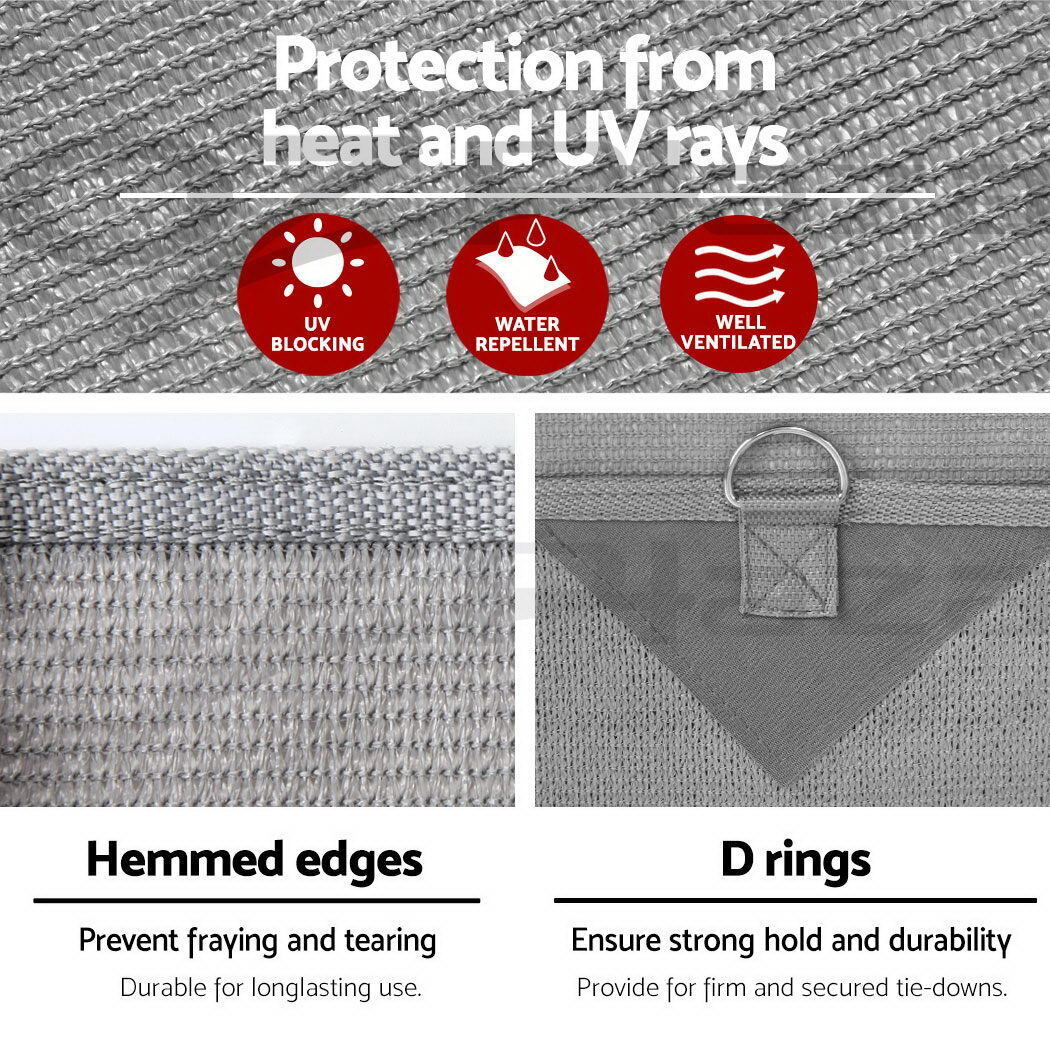 Caravan Privacy Screen Roll Out Awning 4Mx1.95M End Wall Side Sun Shade Grey