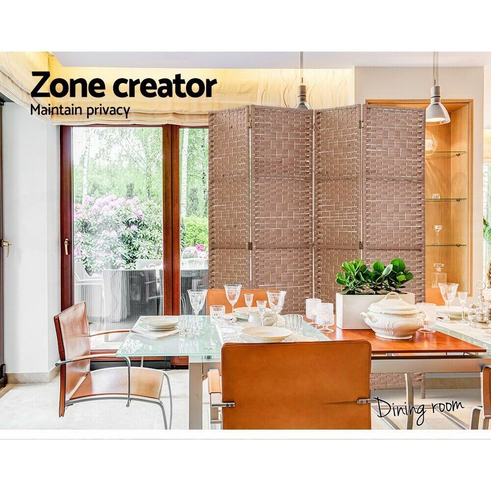 Artiss 4 Panel Room Divider Screen Privacy Rattan Timber Dividers Stand Natural