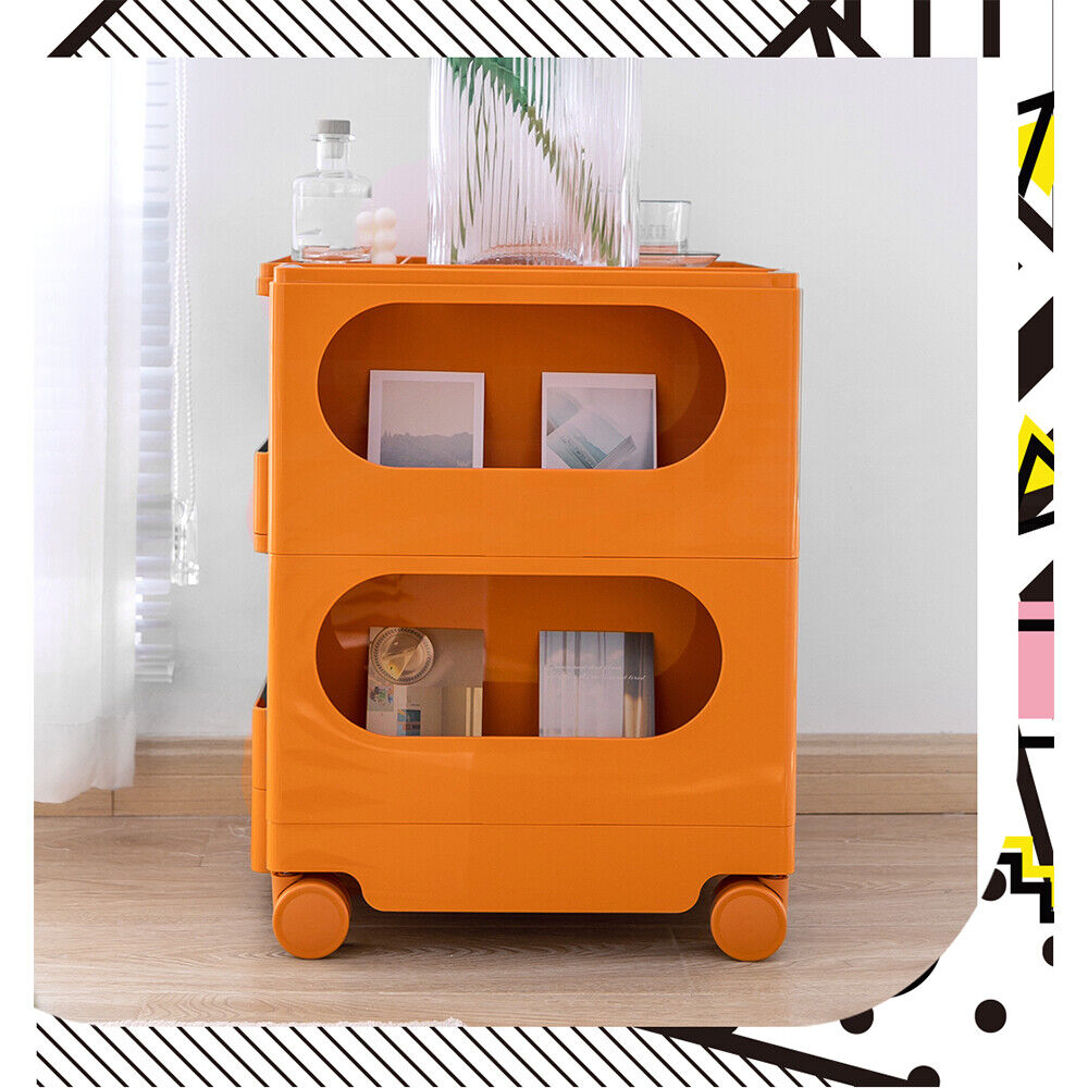 ArtissIn Storage Trolley Bedside Table 3 Tier Cart Boby Replica Orange
