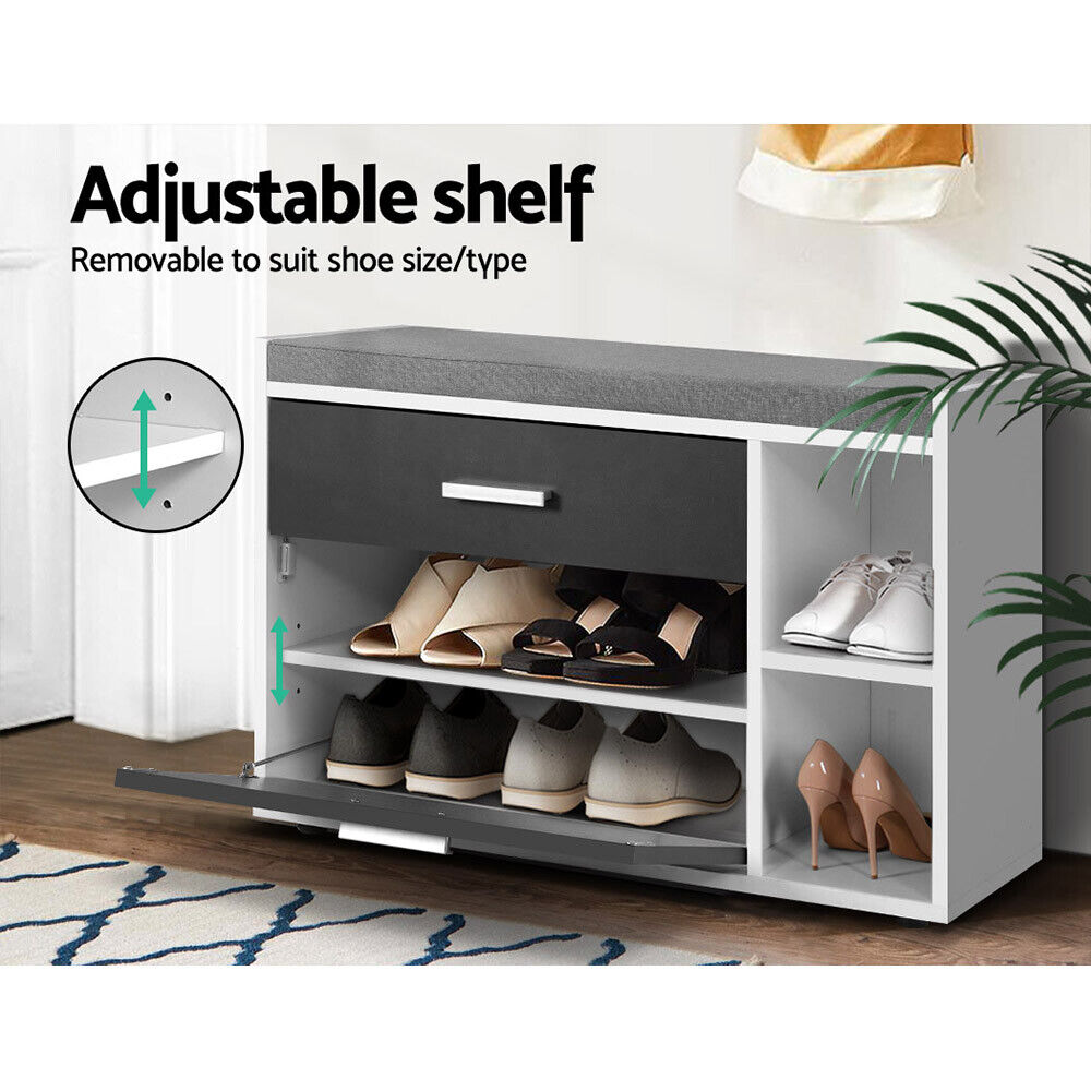 Artiss Shoe Cabinet Bench Shoes Storage Organiser Rack Wooden Cupboard Fabric