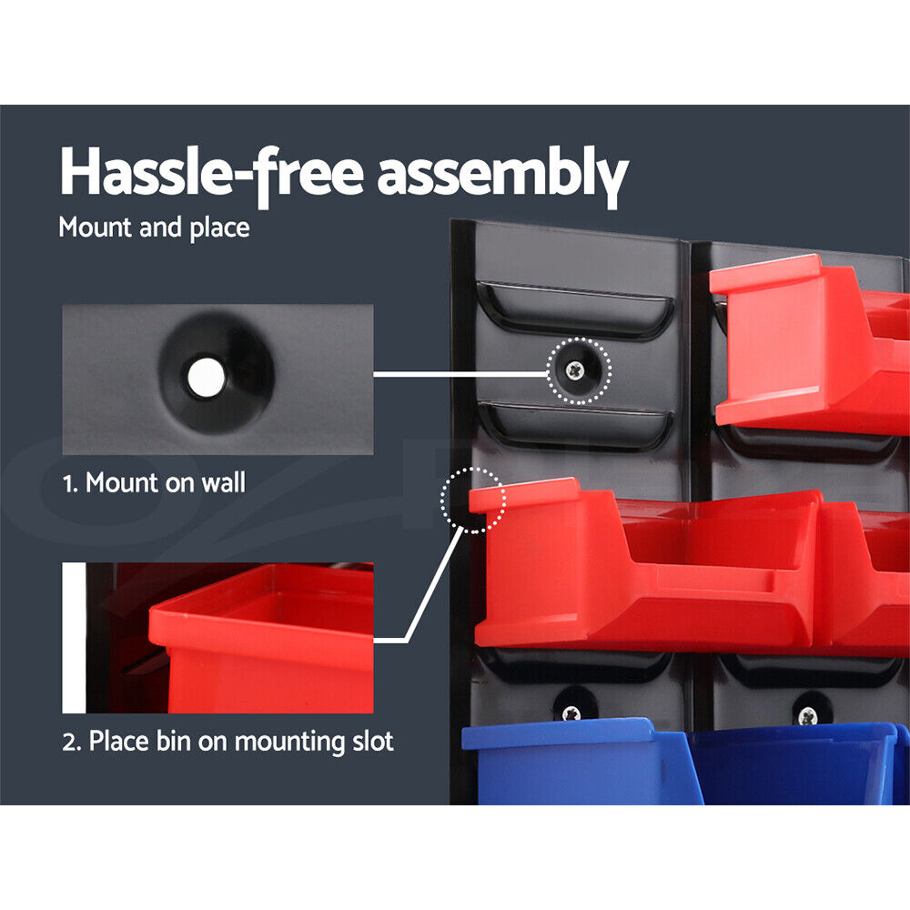 Giantz 48 Storage Bin Rack Wall Mounted Peg Board