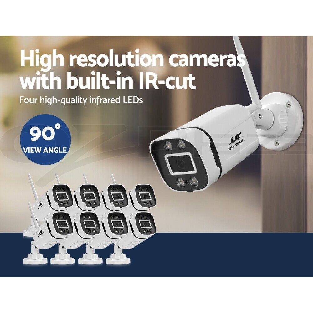 UL-tech Wireless CCTV Security System 8CH NVR 3MP 8 Square Cameras