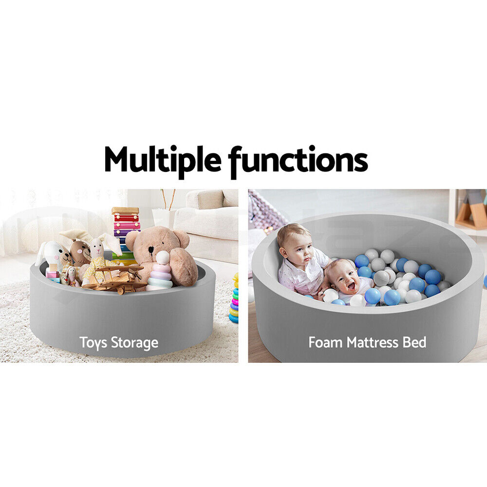 Keezi Kids Ball Pit 90x30cm Ocean Foam Play Pool Barrier Toys Children Grey