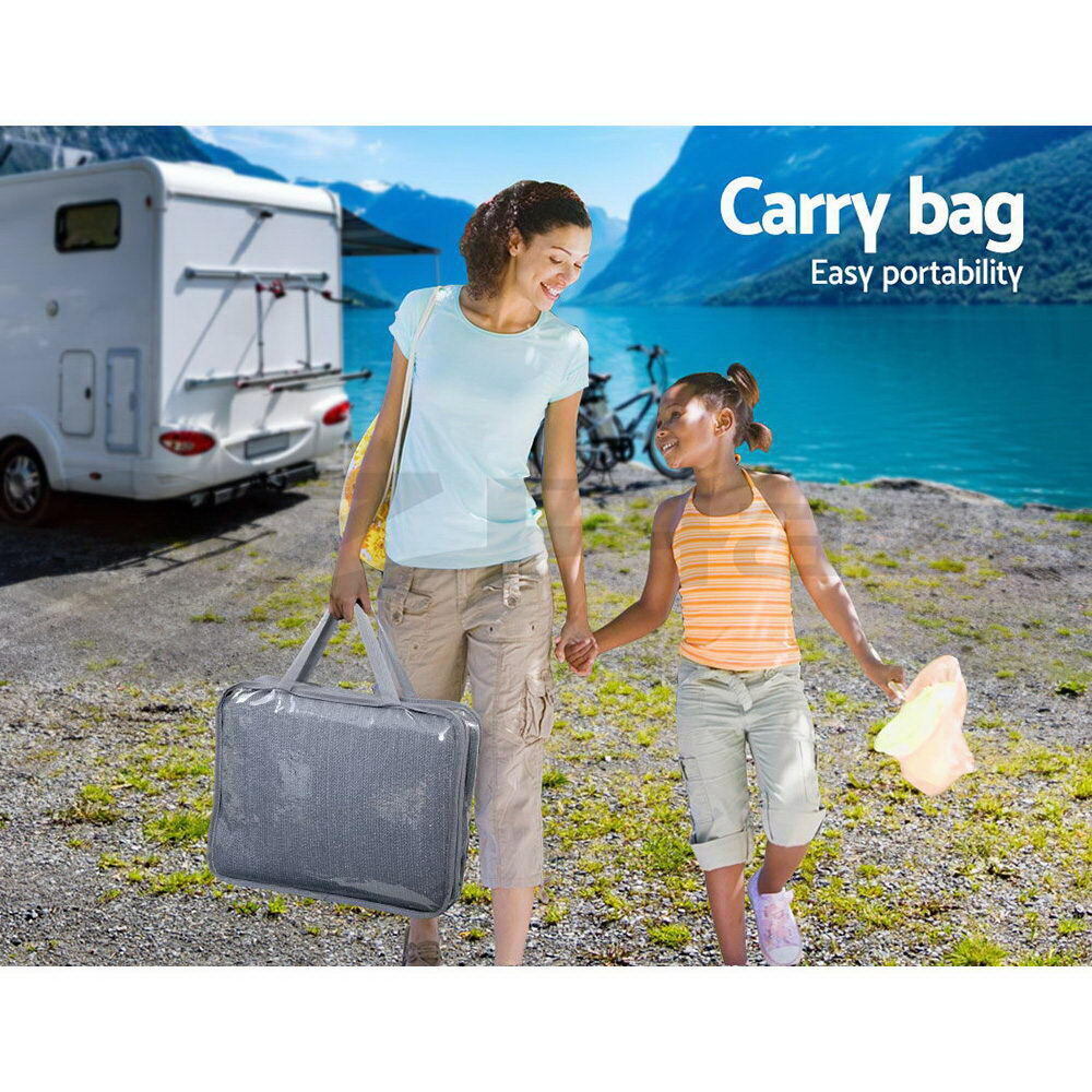 Caravan Privacy Screen Roll Out Awning 1.95 x 2.2M Sun Shade End Wall Side Grey