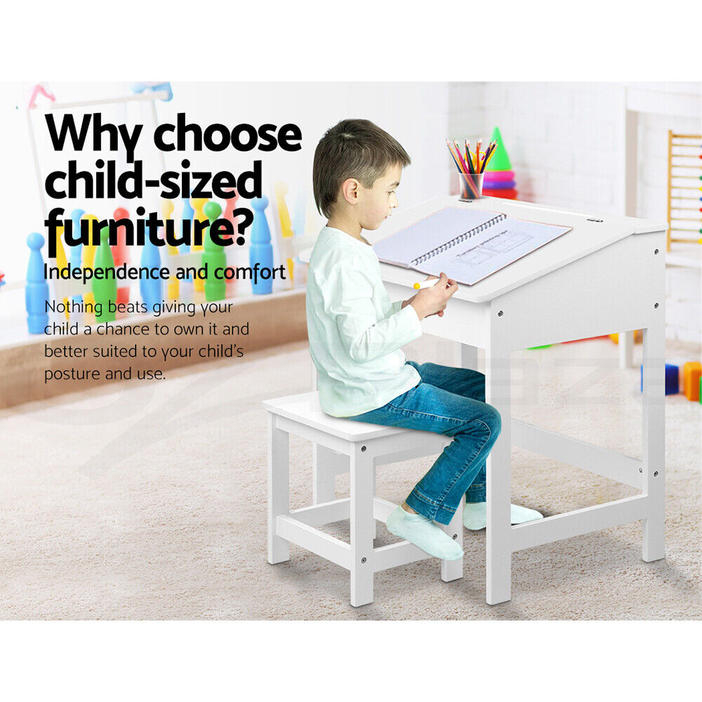 Keezi 2PCS Kids Table and Chairs Set Activity Children Playing Toys Study Desk