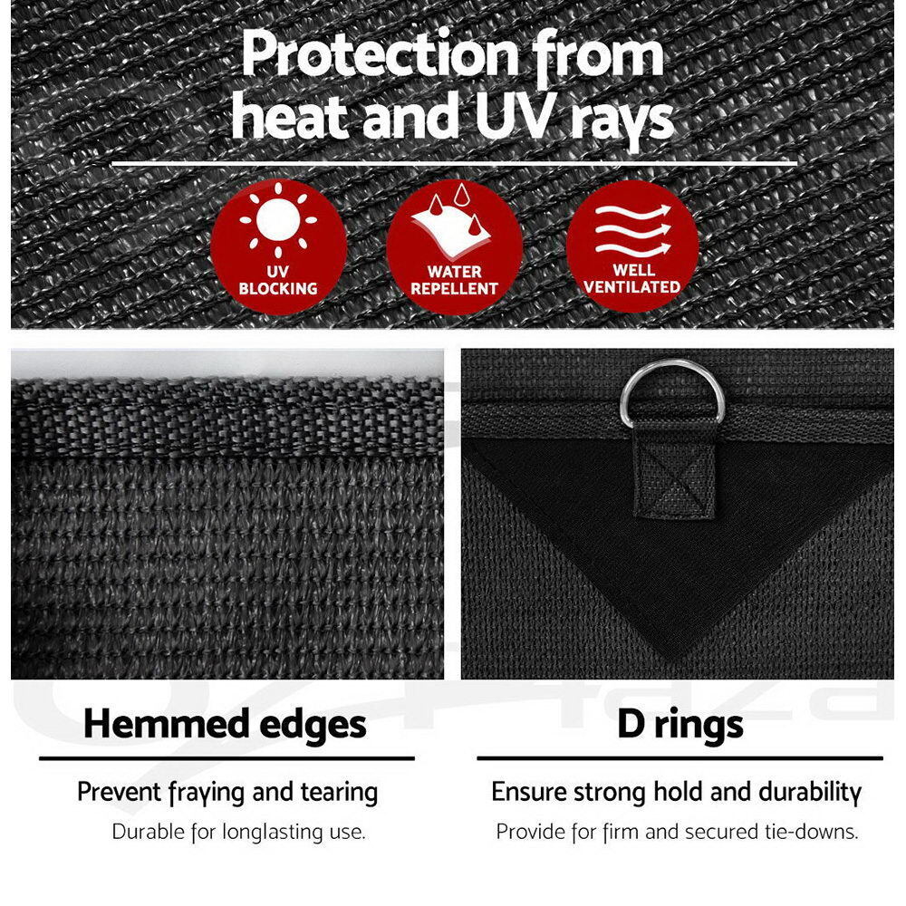 Caravan Privacy Screen Roll Out Awning 1.95x2.2M Sun Shade End Wall Side Black