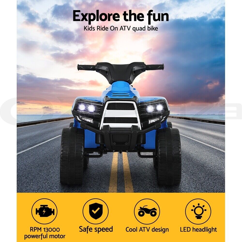 Rigo Kids Ride On Car ATV Quad Motorbike 4 Wheeler Electric Toys Battery Blue