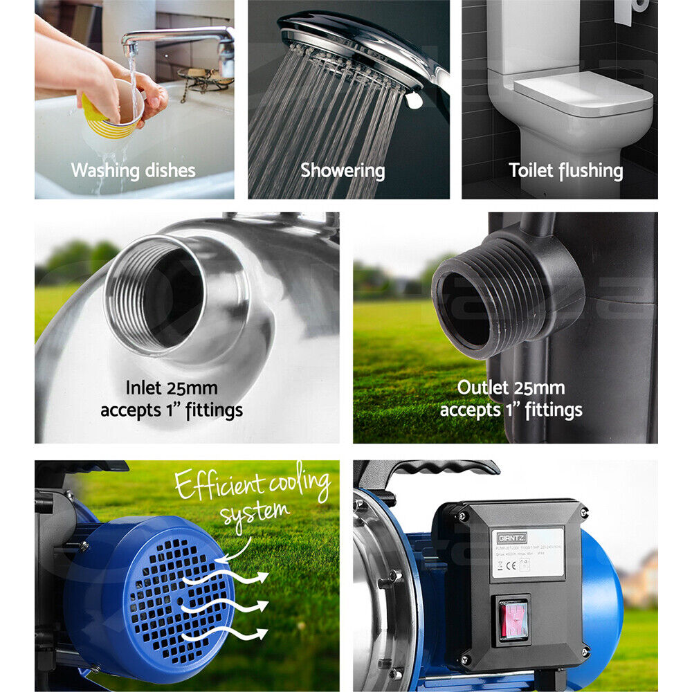 Giantz Garden Water Pump Jet High Pressure Stage Controller Garden Irrigation