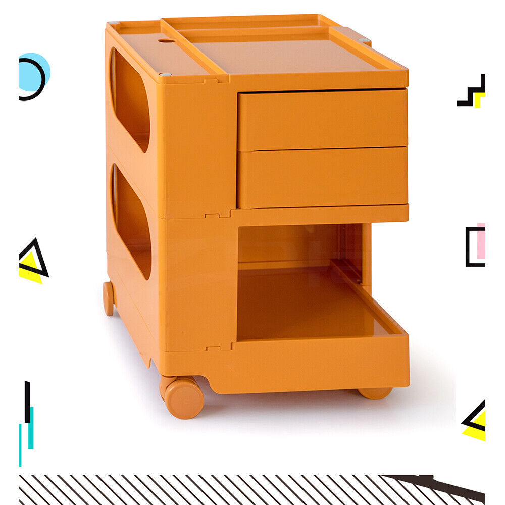 ArtissIn Storage Trolley Bedside Table 3 Tier Cart Boby Replica Orange