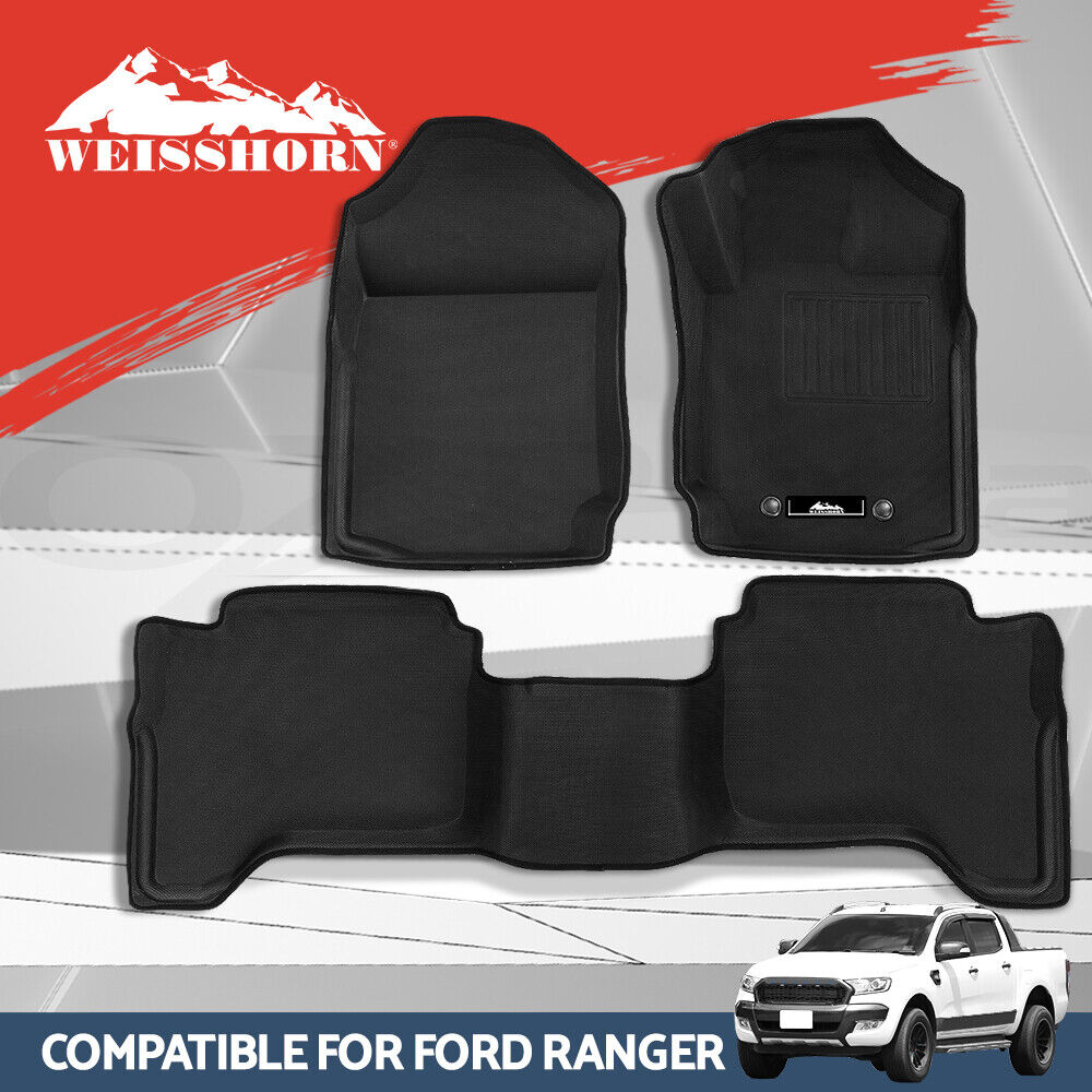 Weisshorn Car Floor Mats Rubber Compatible For Ford Ranger PX PX2 PX3 Dual Cab