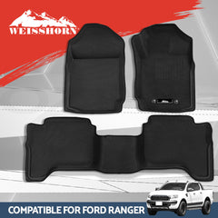 Weisshorn Car Floor Mats Rubber Compatible For Ford Ranger PX PX2 PX3 Dual Cab
