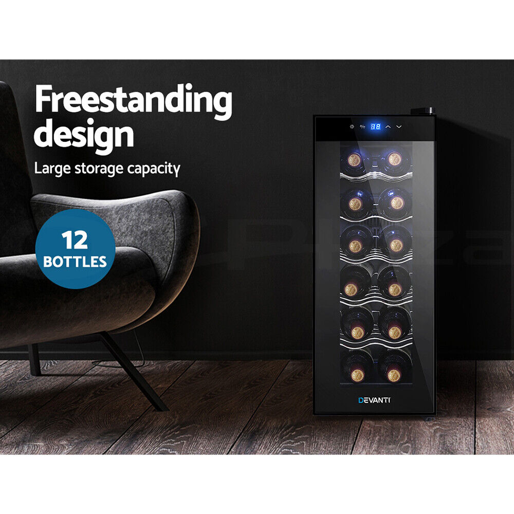 Devanti Wine Fridge Cooler 12 Bottles