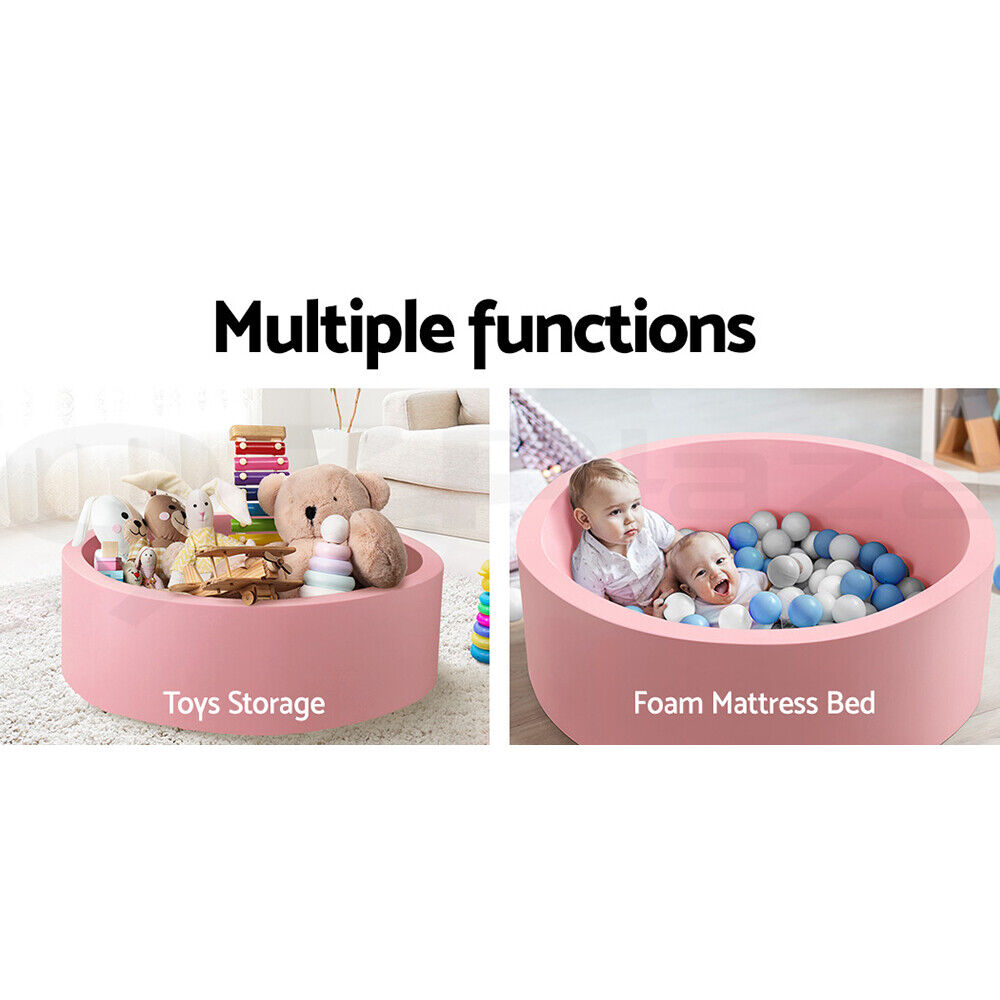 Keezi Kids Ball Pit 90x30cm Ocean Foam Play Pool Barrier Toys Children Pink