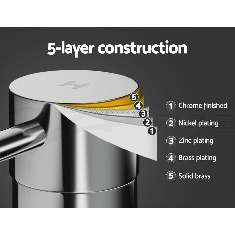 Cefito Basin Twin Tap Wall Round Brass Faucet Shower Bathtub Chrome