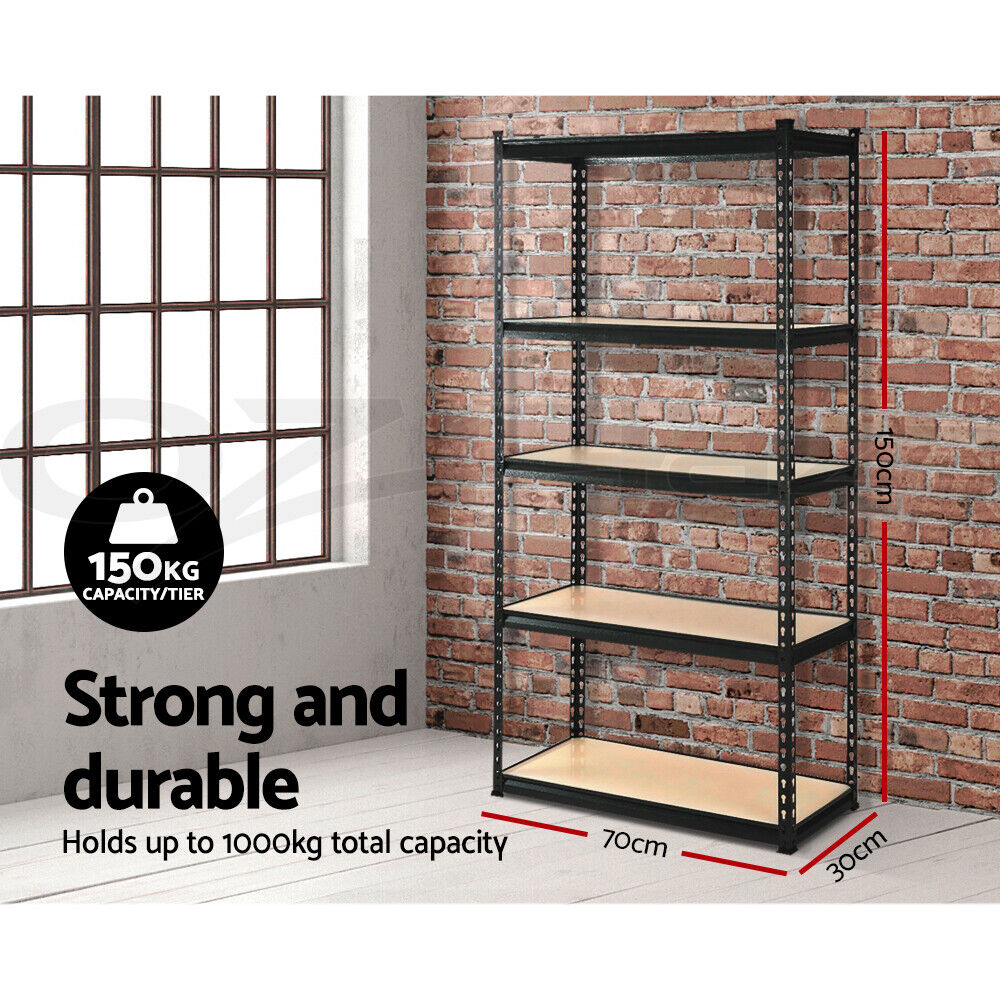 Giantz 1.5M Garage Shelving Warehouse Rack Pallet Racking Storage Shelve Black