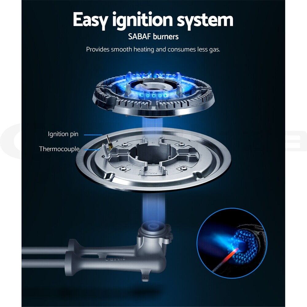 Devanti Gas Cooktop 60cm 4 Burner Black