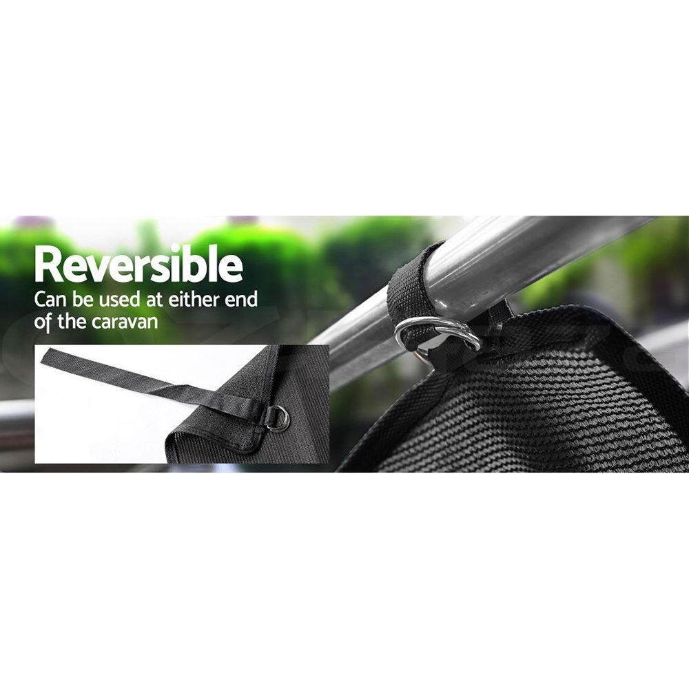 Caravan Privacy Screen Roll Out Awning 1.95x2.2M Sun Shade End Wall Side Black