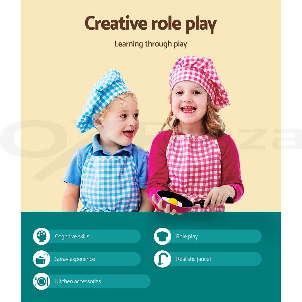 Keezi Kids Kitchen Pretend Play Set Cooking Sound Steam Light Function