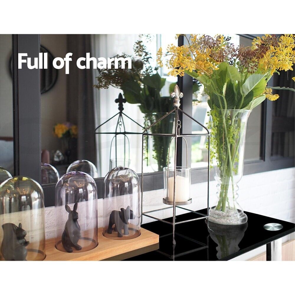 Artiss Console Table Tempered Glass Black