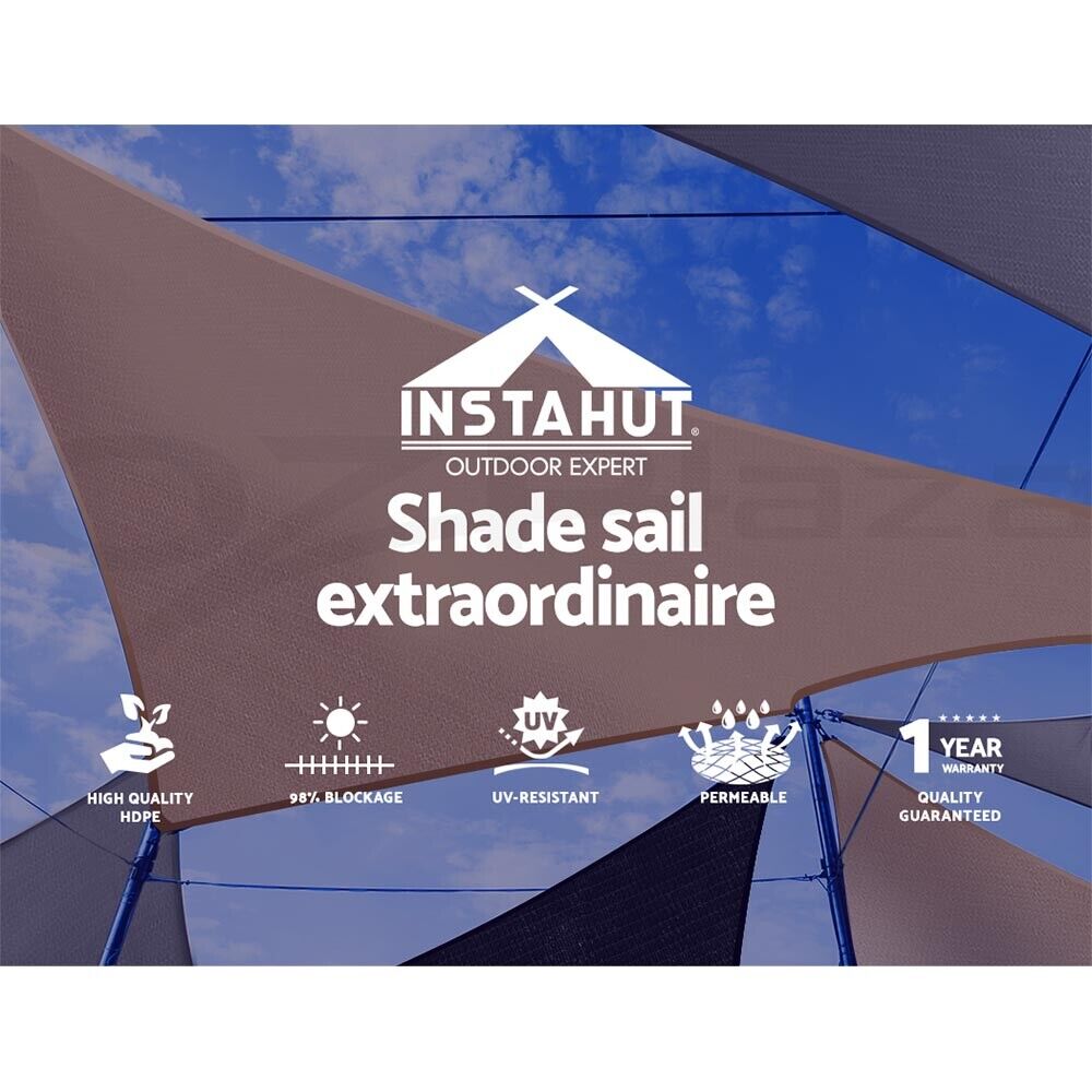 Instahut Shade Sail 2.5x3m Rectangle 280GSM 98% Sand Shade Cloth