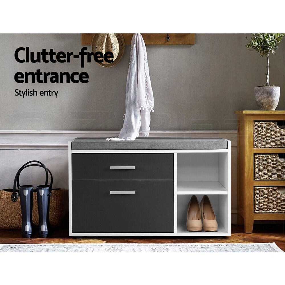 Artiss Shoe Cabinet Bench Shoes Storage Organiser Rack Wooden Cupboard Fabric