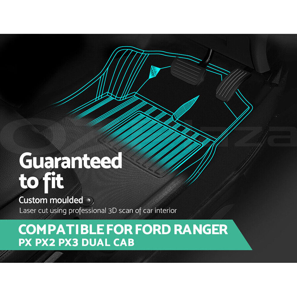 Weisshorn Car Floor Mats Rubber Compatible For Ford Ranger PX PX2 PX3 Dual Cab