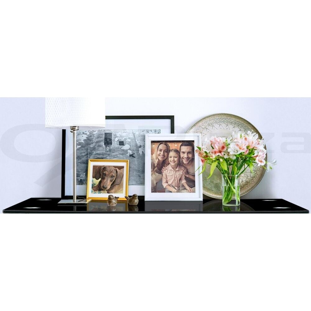 Artiss Console Table Tempered Glass Black