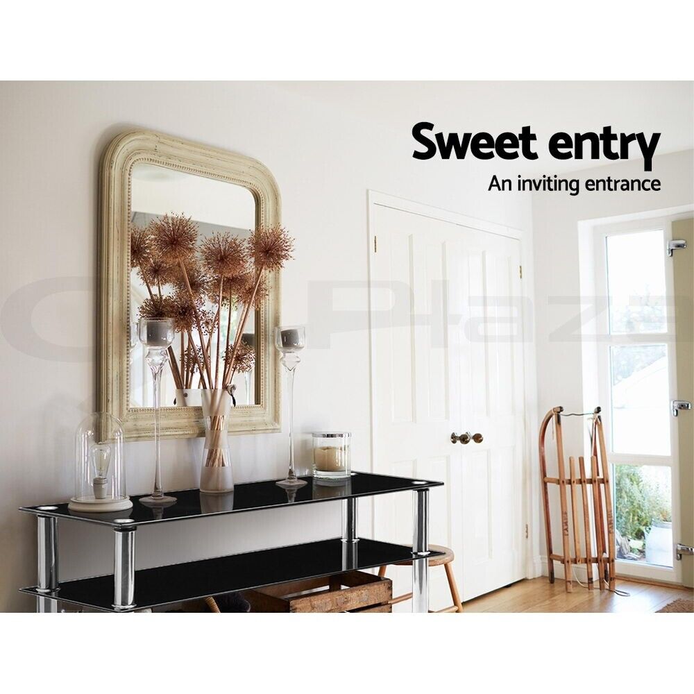 Artiss Console Table Tempered Glass Black