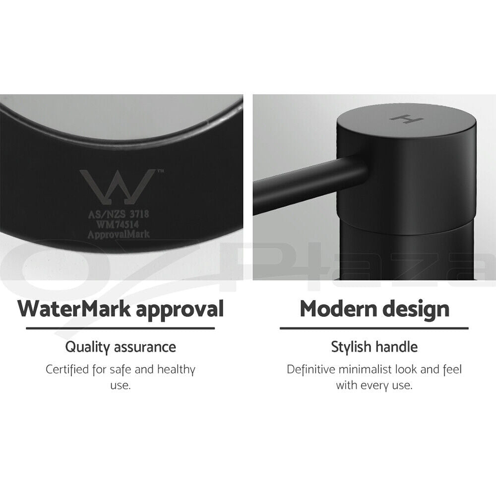 Cefito Basin Twin Tap Wall Round Brass Faucet Shower Bathtub Black